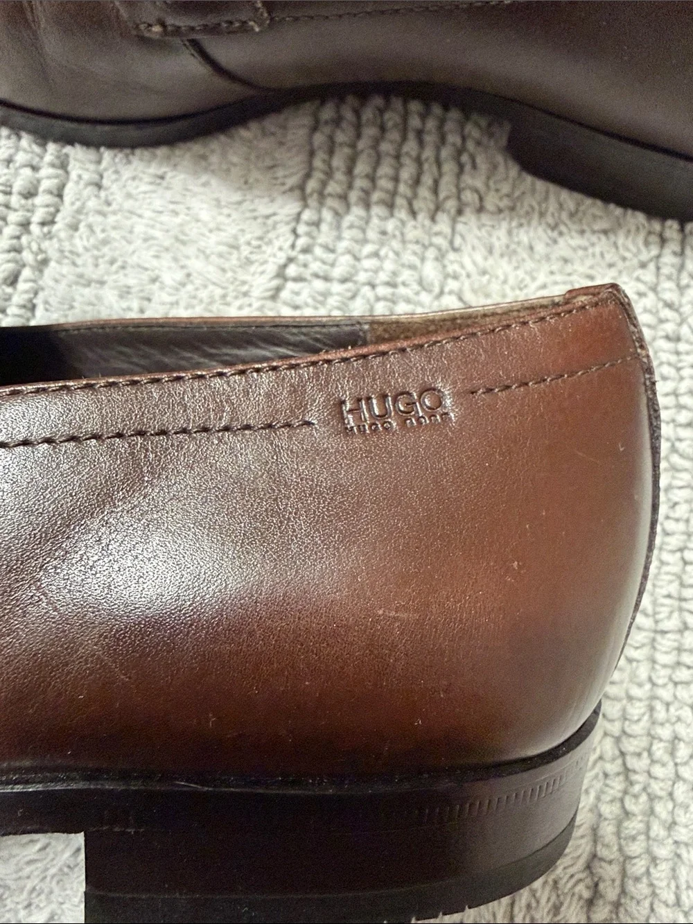 Hugo Brown Leather Slip-On Loafers for Men